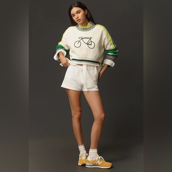 NWT Size L - Daily Practice Cotton Le Tour Crop Crew-Neck Sweater - Picture 8 of 16